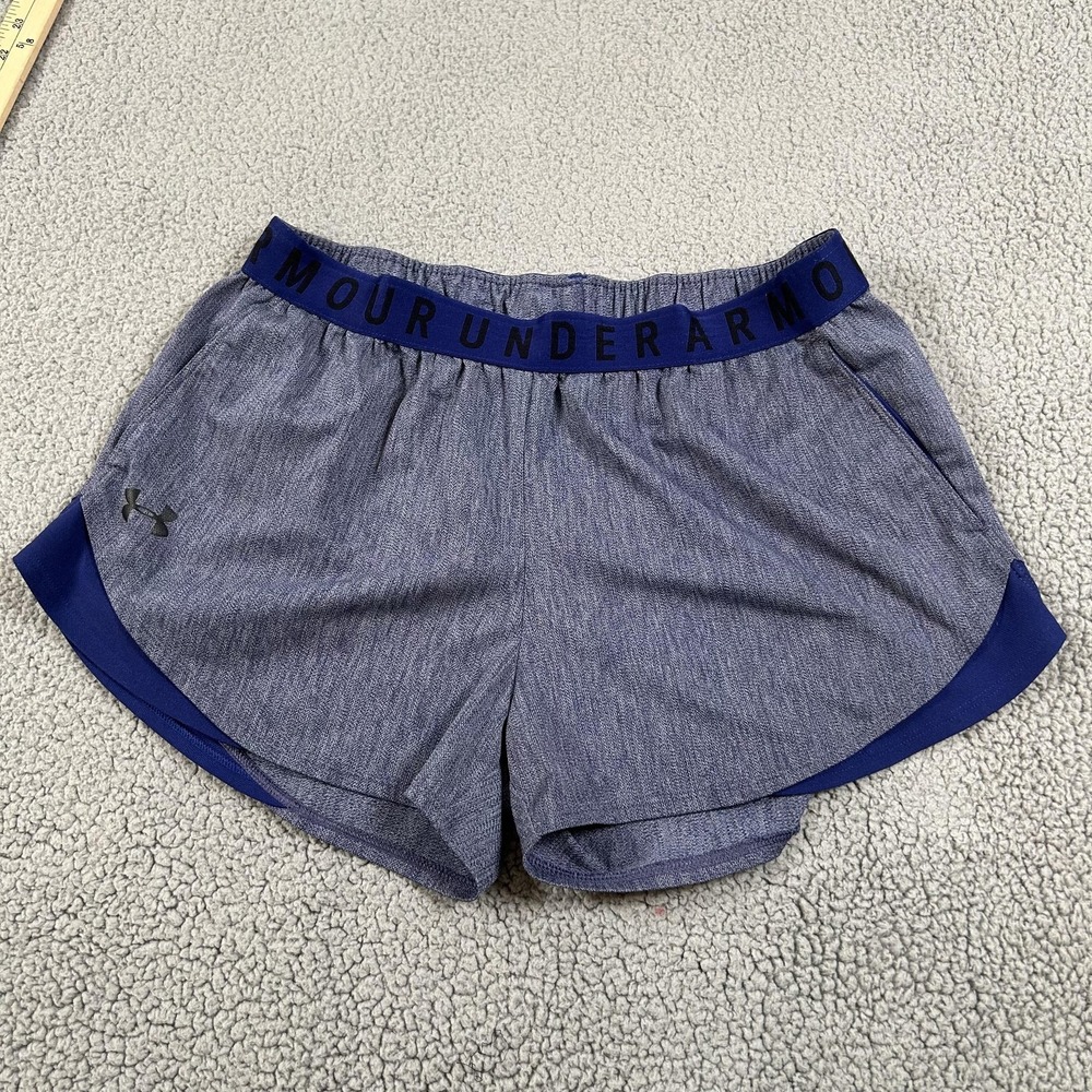 Under Armour Shorts Youth Large Blue HeatGear Loose Running Pockets Athletic